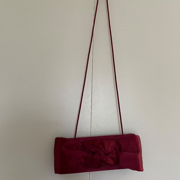 Target 2010s Berry Red Bow Evening Sateen Clutch - Picture 8 of 16